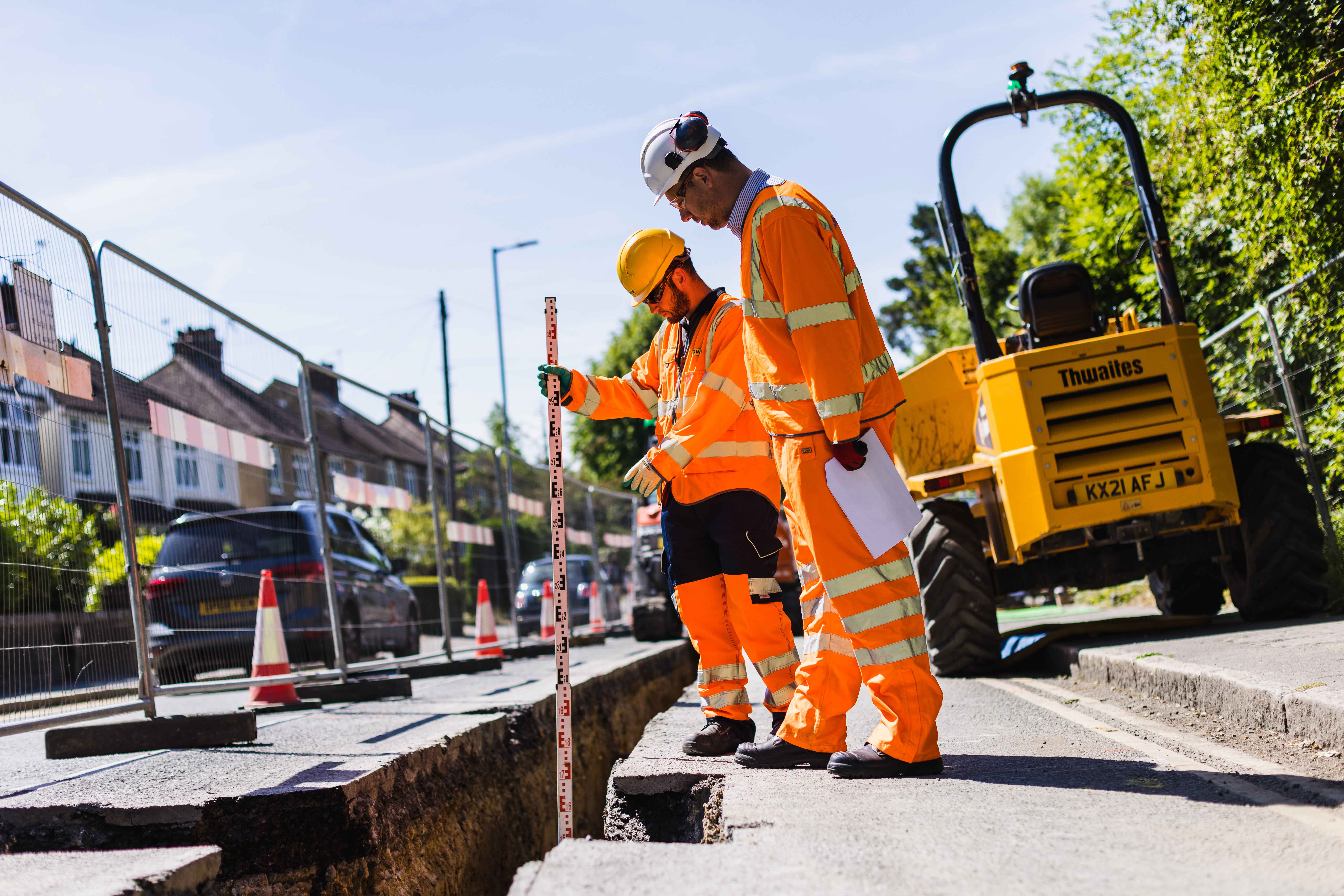 a technician investigating leaks