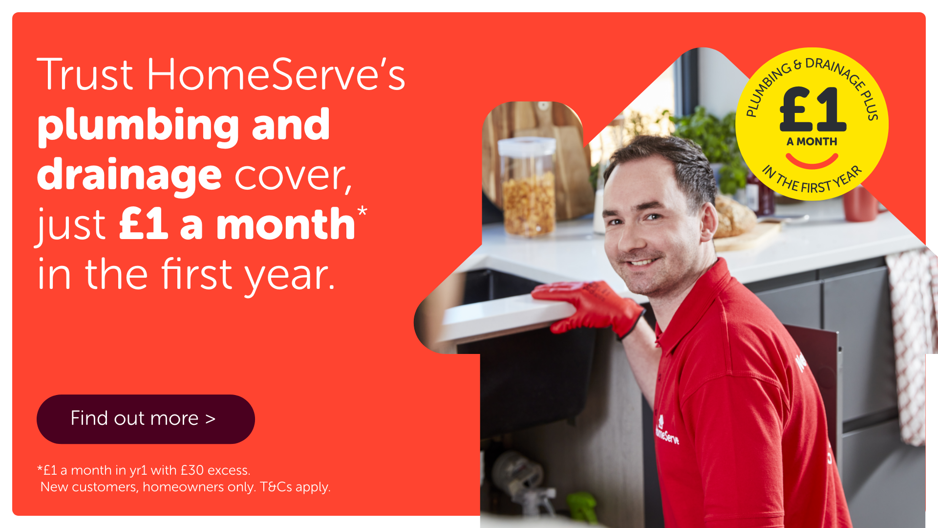 Trust Homeserve's plumbing and drainage cover from just 50p a month in the first year